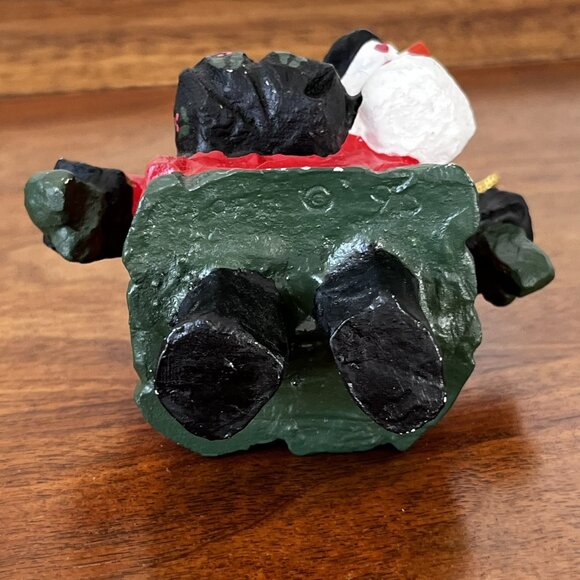 House of Hatten Santa with Snowman Pack on Back Ornament Vintage 1993 Folk Art - Picture 10 of 13